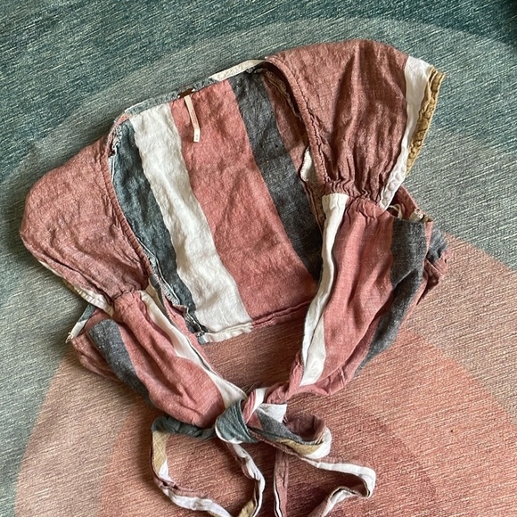 Free People Rustic Boho Linen Oberoi Wrap Crop Top - Picture 11 of 14